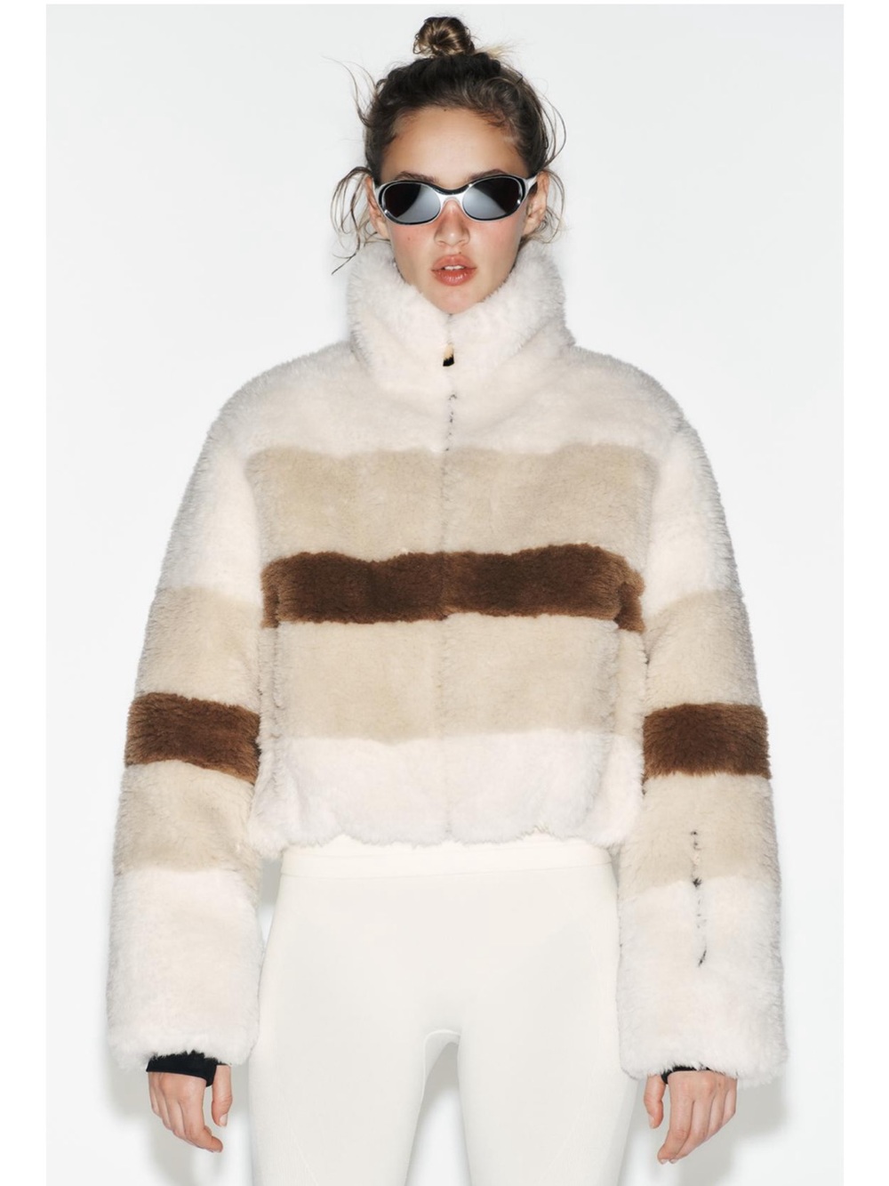 ZARA Short Fleece HeiQ XReflex RECCO Technology Ski Collection Coat Faux Fur